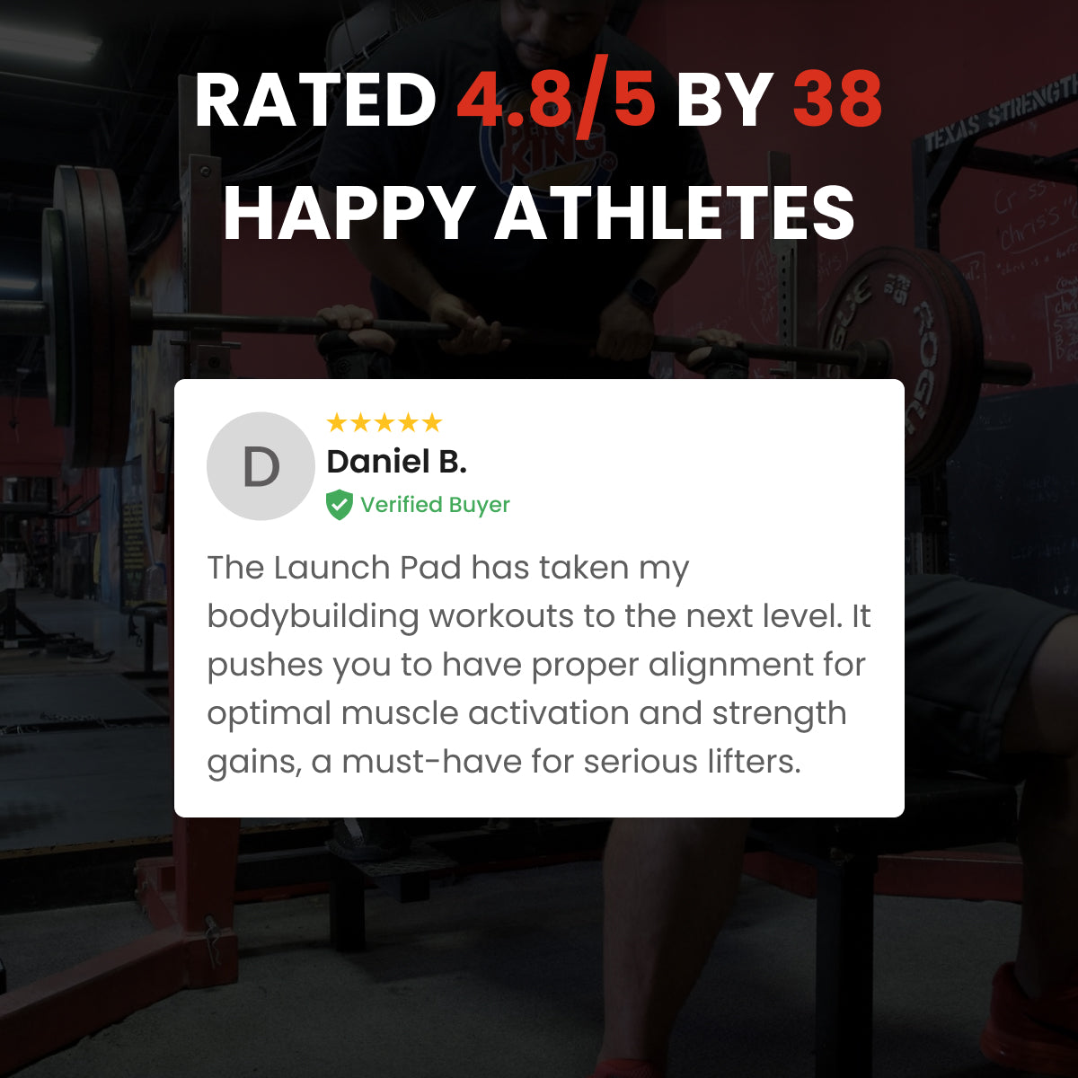 Rated 4.8/5 by 38 athletes, Daniel B. shares how The Launch Pad enhances muscle activation and alignment for effective bodybuilding workouts.