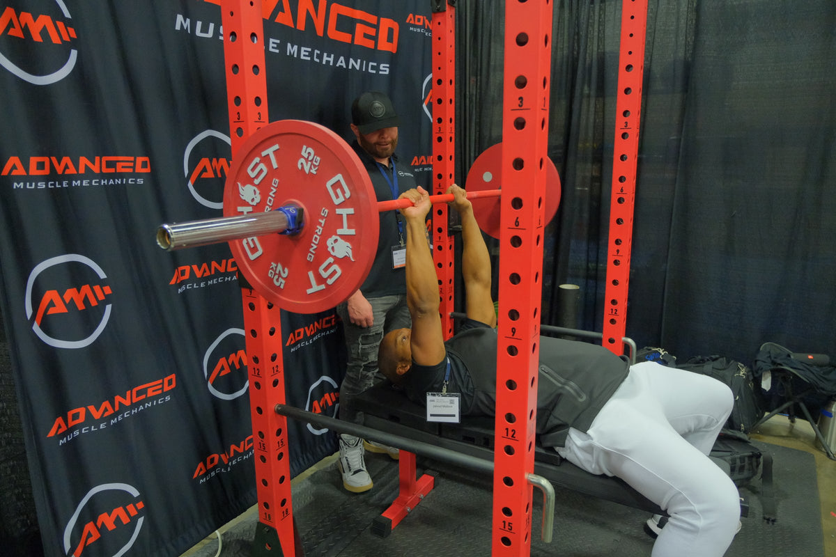 A visitor benches on The Launch Pad® Gen 1 in the AMM booth at CSCCa 2024