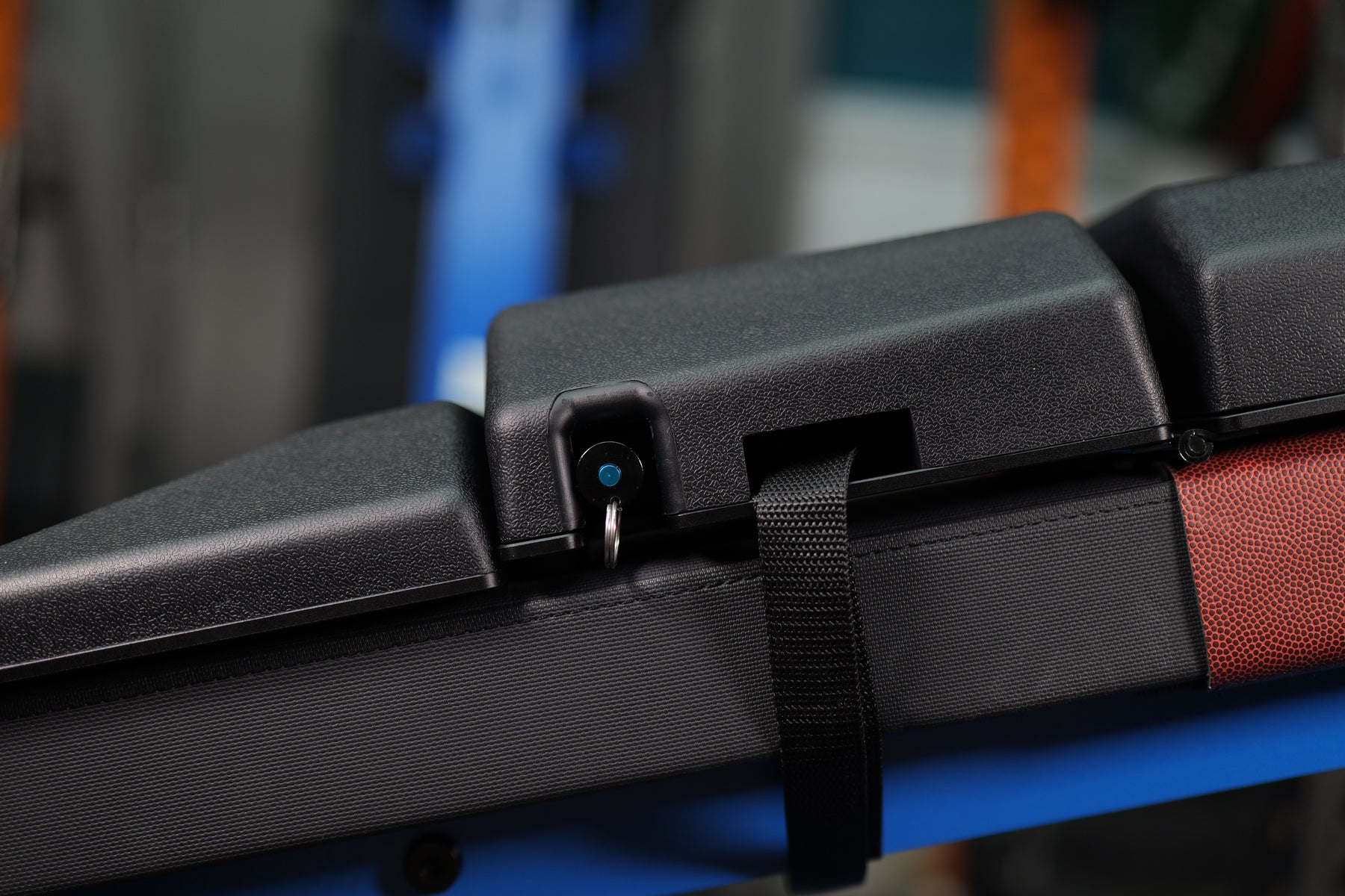 Close-up of the lumbar adjustment pin locked into The Launch Pad® Gen II.