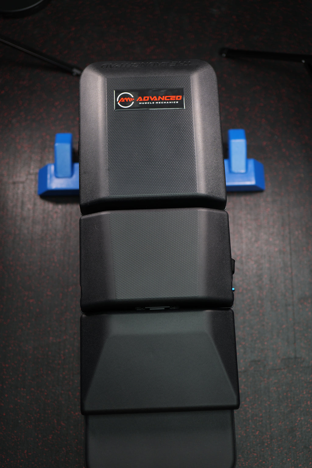 Launch Pad Gen II top view on flat bench showing contoured design for improved bench press positioning and performance.