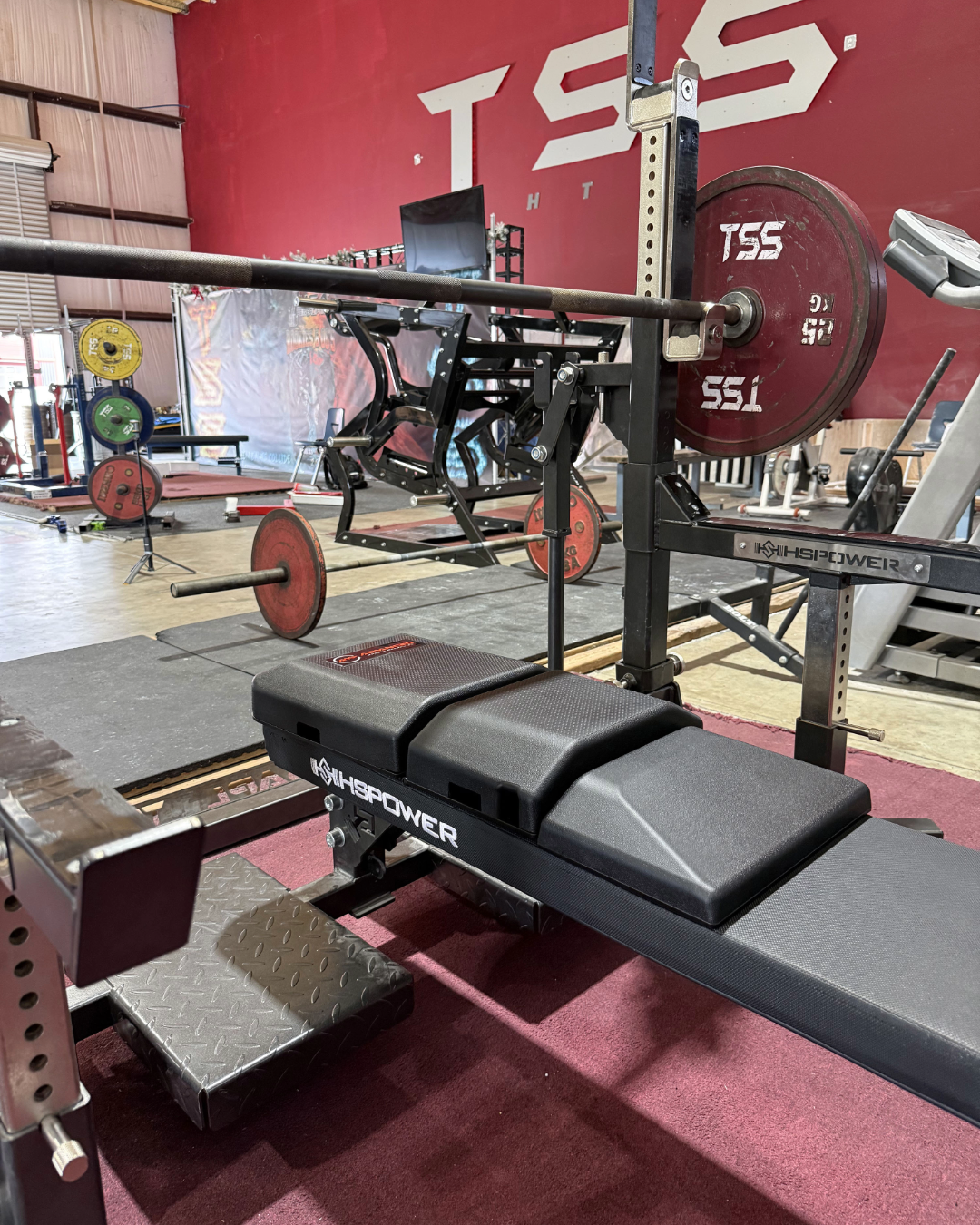 The Launch Pad Generation II Performance Interface installed on a weight bench