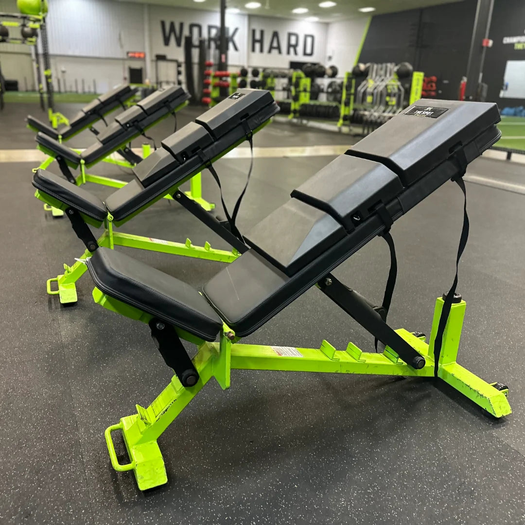 The Launch Pad positioned on a weight bench